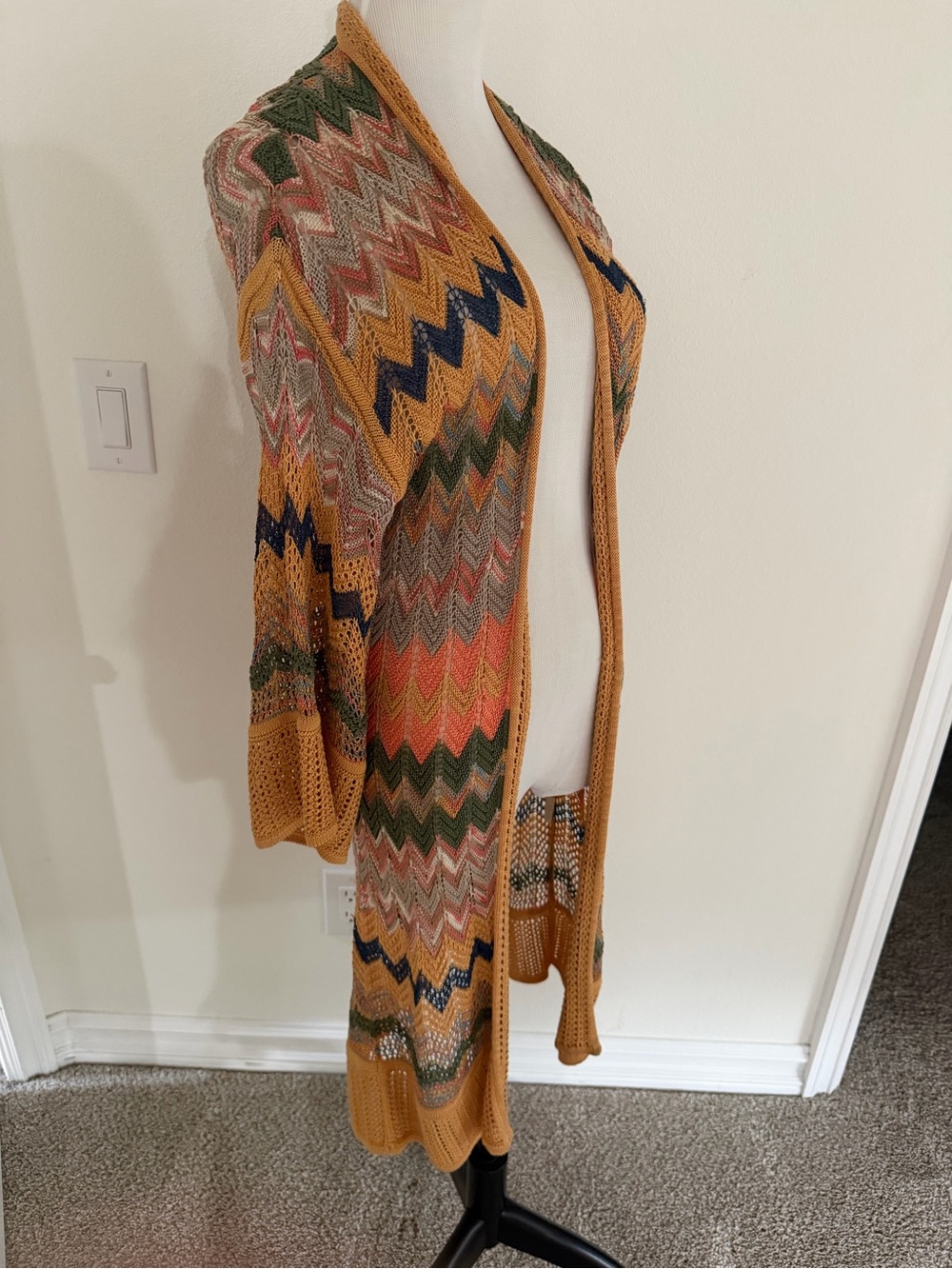 M Missoni Chevron Knit Duster Cardigan Retail Luxury